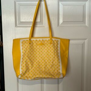 Vera Bradley Yellow and White Leather Tote